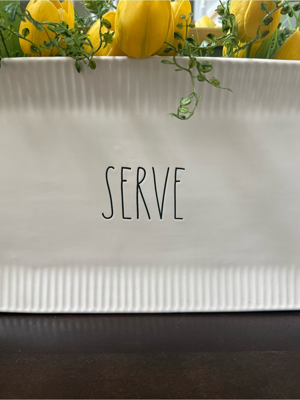 Rae Dunn White Ceramic 'Serve' serving tray